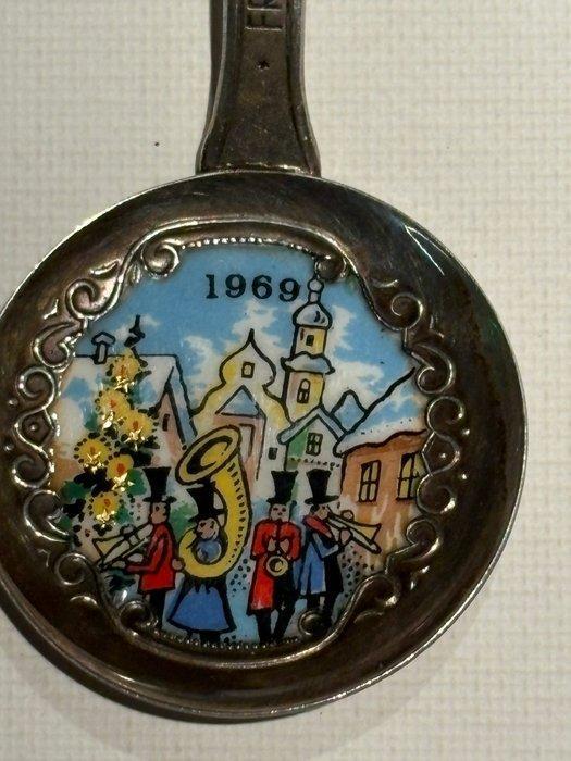 Wappen Reu: zilveren kerst jaarlepel 1969, emaille, 800, Diversen, Kerst
