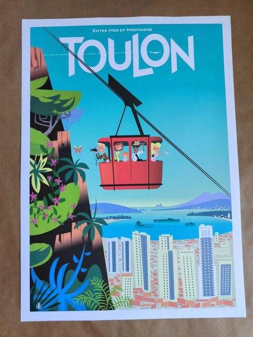 Monsieur Z - Original travel poster TOULON Mont Faron, Antiek en Kunst, Kunst | Tekeningen en Fotografie