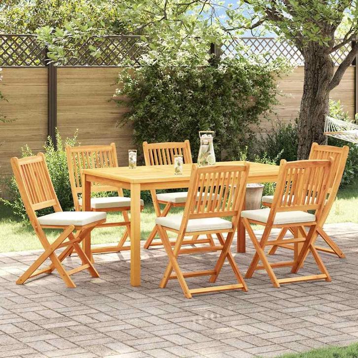vidaXL Vouwstoel 6 pcs Wit 49 x 57,5 x 92cm Massief, Tuin en Terras, Tuinstoelen, Nieuw, Verzenden