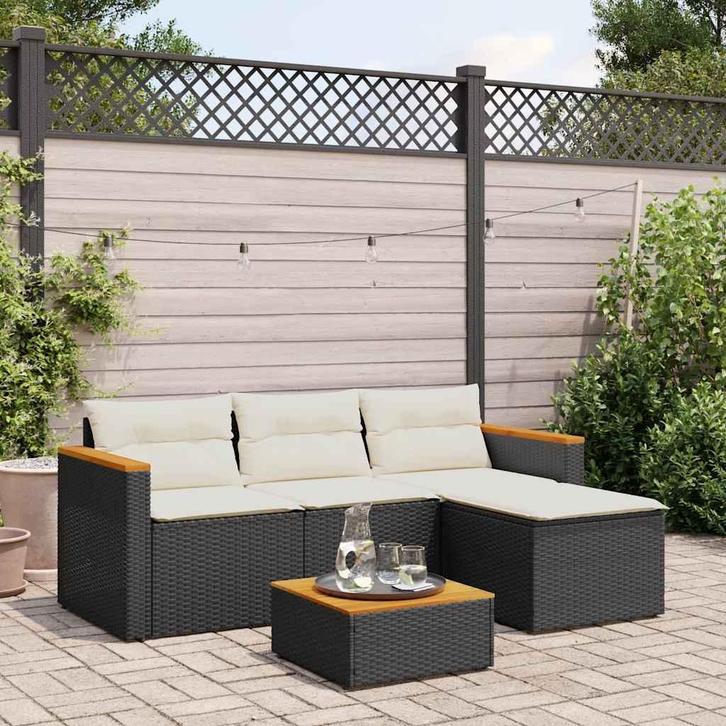 Zwarte Loungeset | Retour Deal | OP = OP!, Tuin en Terras, Tuinsets en Loungesets, Nieuw, Rotan, Loungeset, 3 zitplaatsen, Verzenden