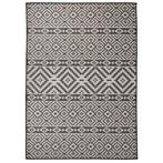 vidaXL Buitenkleed met patroon platgeweven 120x170 cm zwart, Verzenden, Nieuw