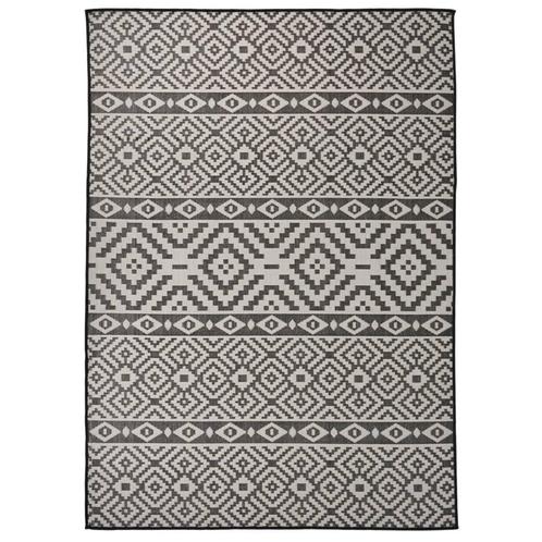 vidaXL Buitenkleed met patroon platgeweven 120x170 cm zwart, Huis en Inrichting, Stoffering | Tapijten en Vloerkleden, Nieuw, Verzenden