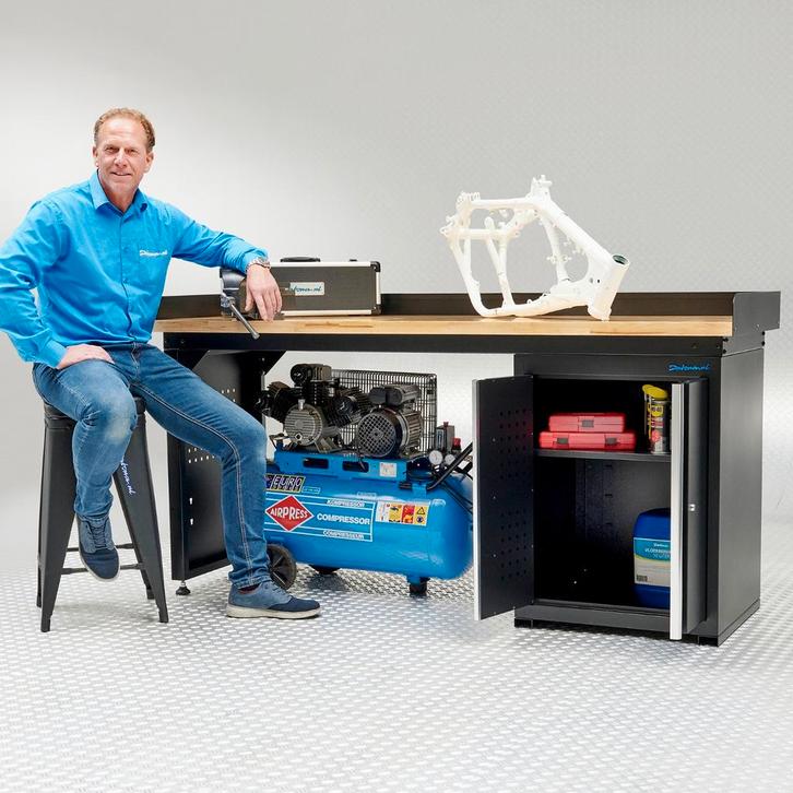 Datona Werkbank 200 cm 1 kast deuren eiken - Datona - Mat, Doe-het-zelf en Bouw, Werkbanken, Ophalen of Verzenden