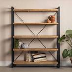 Boekenkast Mangohout Britt 160 cm, 150 tot 200 cm, Nieuw, Industriële meubels, 25 tot 50 cm