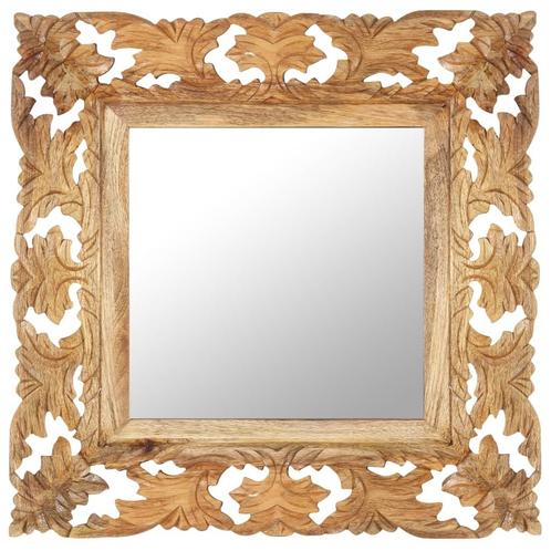 vidaXL Miroir sculpté à la main Marron 50x50cm Bois de, Maison & Meubles, Accessoires pour la Maison | Miroirs, Neuf, Envoi