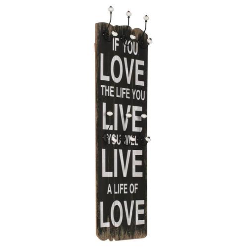 vidaXL Wandkapstok met 6 haken LOVE LIVE 120x40 cm, Maison & Meubles, Accessoires pour la Maison | Portemanteaux, Envoi