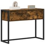 vidaXL Bijzettafel met lade Rook Eik 100 x 36 x 75 cm, Huis en Inrichting, Tafels | Bijzettafels, Verzenden, Nieuw