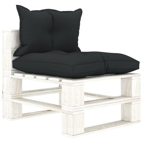 vidaXL Tuinmiddenbank met antracietkleurige kussens pallet, Tuin en Terras, Tuinsets en Loungesets, Nieuw, Verzenden