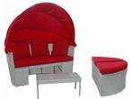 Veiling - Polyrotan Loungeset - 3-delig - Rood/wit, Nieuw