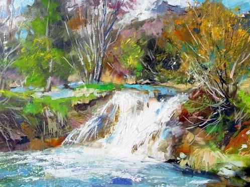Carvin - Cascade de printemps, Antiek en Kunst, Kunst | Schilderijen | Klassiek