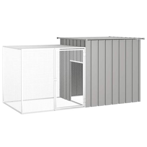 vidaXL Kippenhok 200x91x100 cm gegalvaniseerd staal grijs, Dieren en Toebehoren, Knaagdieren en Konijnen | Hokken en Kooien, Nieuw