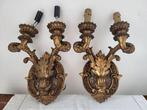 Decoratief ornament - Frankrijk - gouden houten wandlampen, Antiek en Kunst