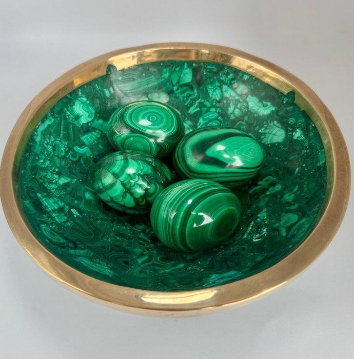 Malachite Coupelle, Plat, coupe, oeufs - Hauteur : 6.5 cm -, Verzamelen, Mineralen en Fossielen