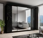 Kledingkast marmer zwart 250x62x200 schuifdeuren met spiegel, Verzenden, Nieuw