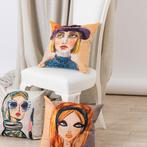 Ensemble de 3 taies doreiller artisanales 45x45 - Portraits