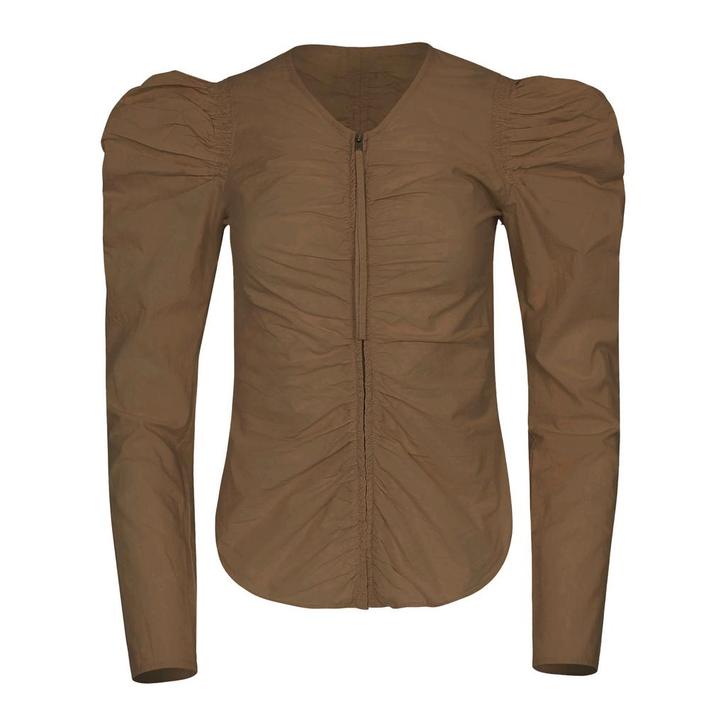 Marant Etoile • kaki blouse Benatea • 32 (FR34), Kleding | Dames, Blouses en Tunieken, Bruin, Nieuw, Maat 42/44 (L), Verzenden