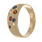Ring - 18 karaat Geel goud, Zaffiri - Rubini - Diamanti -, Handtassen en Accessoires, Ringen, Nieuw