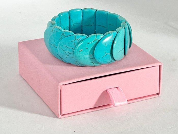Turquoise Howlith Armband - Hoogte: 25 mm - Breedte: 25 mm-, Verzamelen, Mineralen en Fossielen