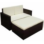 vidaXL 2-delige Loungeset met kussens poly rattan bruin, Verzenden, Nieuw, Loungeset