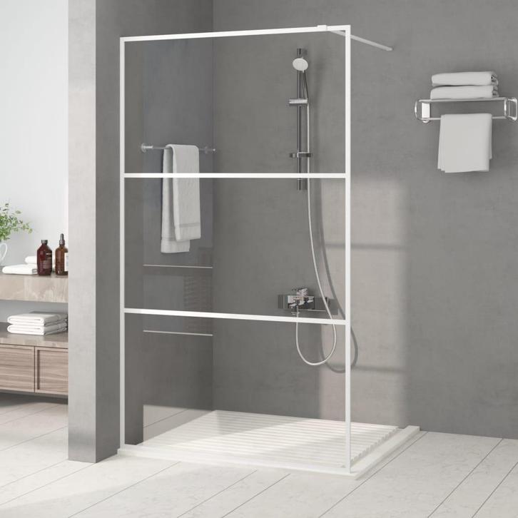 vidaXL Inloopdouchewand 115x195 cm transparant ESG-glas wit, Doe-het-zelf en Bouw, Sanitair, Nieuw, Verzenden