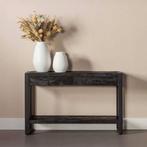 Mangohout Sidetable Britt 120 Zwart, Huis en Inrichting, Verzenden, Nieuw, Industriële meubels, 25 tot 50 cm