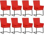 Set van 8 Felrode leren industriële eetkamerstoelen - poot, Nieuw, Vijf, Zes of meer stoelen, Modern, Leer