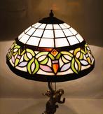 Tafellamp - Kristal, glas-in-lood en brons - Lamp H: 70 cm., Antiek en Kunst