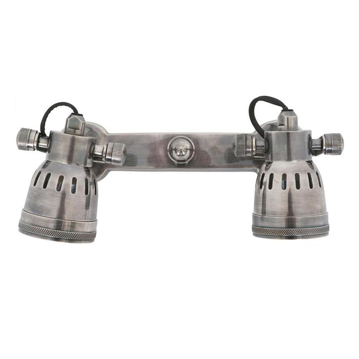 Spots opbouw Messing Opbouwspot Indigo Double Antiek Zilver, Huis en Inrichting, Lampen | Overige, Verzenden