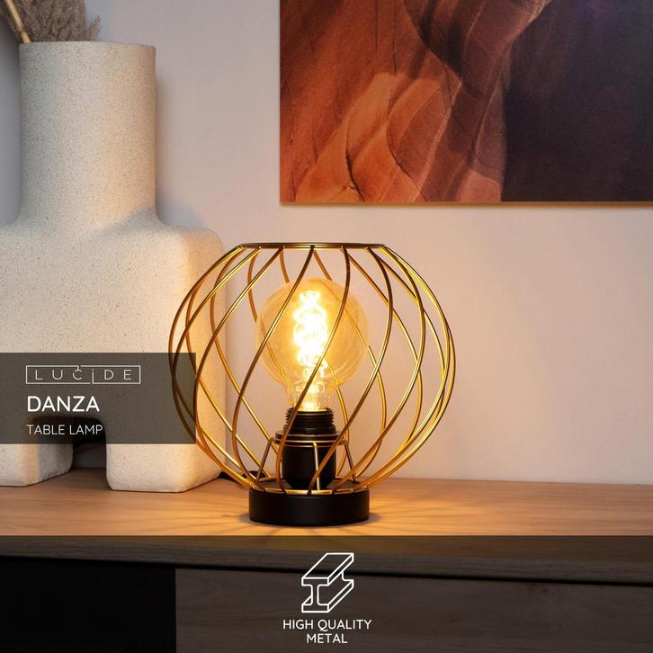 Lucide DANZA - Tafellamp - Ø 25 cm - 1xE27 - Mat, Maison & Meubles, Lampes | Lampes de table, Envoi
