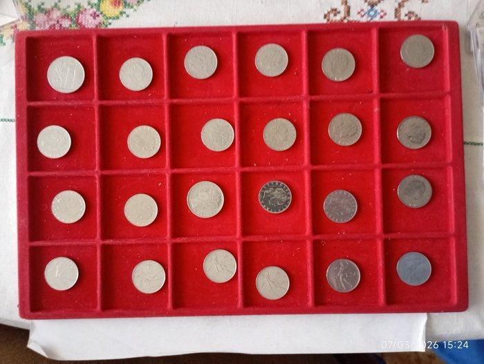 Italie, République 50 Lire + 100 Lire 1957/1967 (24 monete), Timbres & Monnaies, Monnaies | Europe | Monnaies non-euro