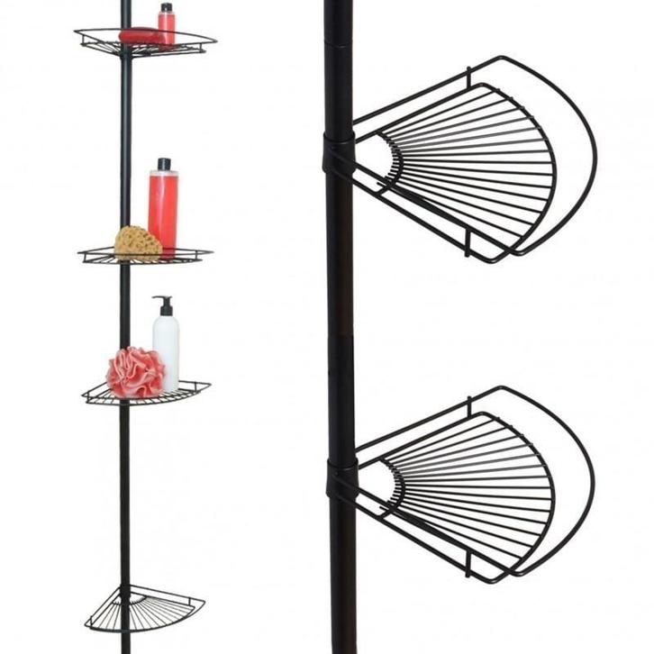 Zwart Telescopisch Douche Rek 2 Niveaus | OP = OP 40%, Huis en Inrichting, Badkamer | Badkamermeubels, Minder dan 25 cm, Nieuw