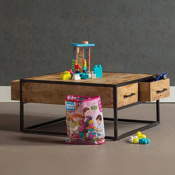 Salontafel Mangohout Lowen 80x80 cm, Huis en Inrichting, Tafels | Salontafels, 50 tot 100 cm, 50 tot 100 cm, Overige vormen, Nieuw