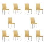Set van 10 Leren eetkamerstoelen Comfort met wieltjes -, Maison & Meubles, Ophalen of Verzenden