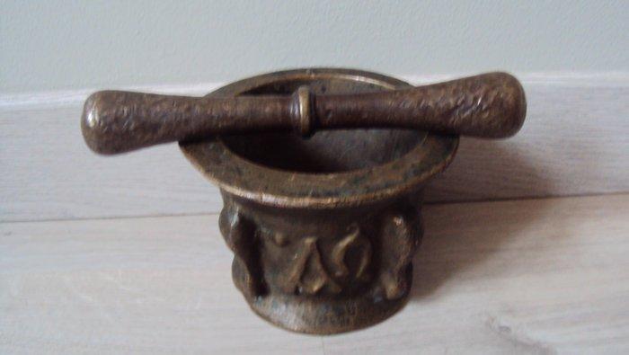 Mortier et pilon (2) - Bronze patiné, Antiquités & Art, Curiosités & Brocante