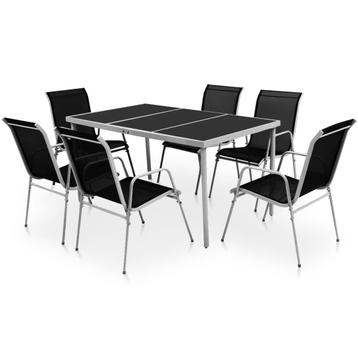 vidaXL 7-delige Tuinset staal zwart, Tuin en Terras, Verzenden, Nieuw, Tuinset