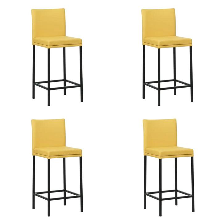 Set van 4 Leren barkrukken Break laag - Toledo Giallo, Huis en Inrichting, Barkrukken, Nieuw, 1 kruk, Leer, 90 cm of meer, Ophalen of Verzenden