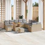 vidaXL Tuinbank Set met kussen 13 pcs Beige Poly rattan, Tuin en Terras, Verzenden, Nieuw