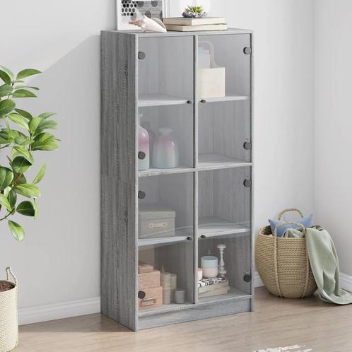 vidaXL Buffet haut avec portes gris sonoma 68x37x142cm, Maison & Meubles, Armoires | Dressoirs, Neuf, Envoi