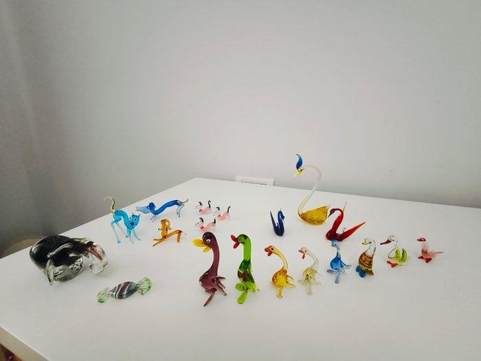 Murano - Miniatuur figuur - Lot of 19 Murano glass animal, Antiek en Kunst, Antiek | Speelgoed
