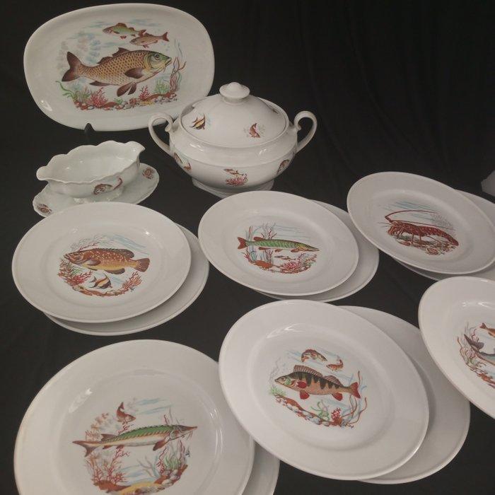 T. Limoges - Zuf - Bord (16) - Porselein - Visdiner set –, Antiek en Kunst, Antiek | Meubels | Tafels