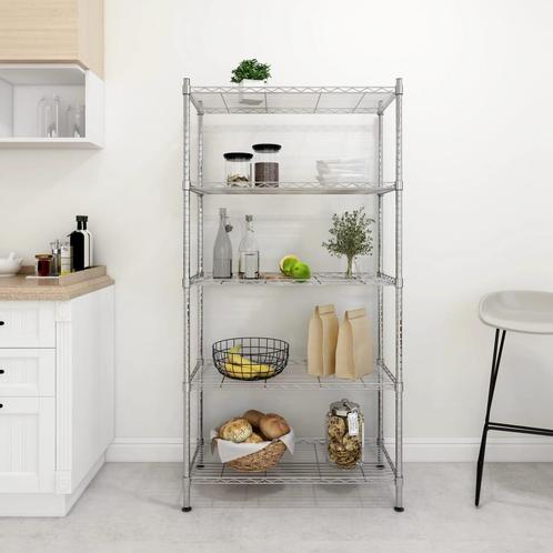 vidaXL Opbergrek 5-laags 250 kg 90x35x180 cm chroomkleurig, Huis en Inrichting, Kasten | Stellingkasten, Nieuw, Verzenden
