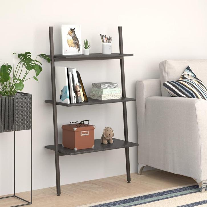 vidaXL Ladderrek met 3 schappen 64x34x116 cm zwart, Huis en Inrichting, Kasten | Boekenkasten, Nieuw, Verzenden
