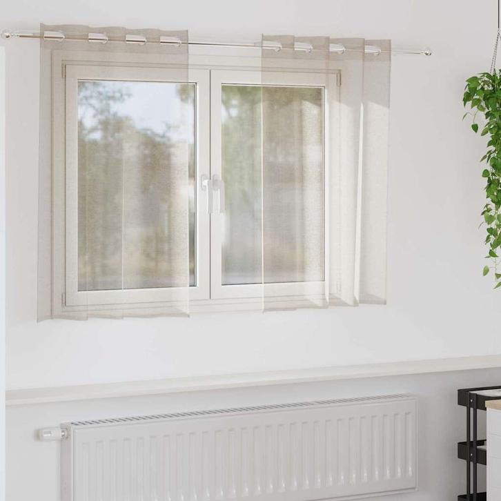 vidaXL Voile Gordijn met gordijnen 2 pcs Zand 140x140cm, Huis en Inrichting, Stoffering | Gordijnen en Lamellen, Nieuw, Verzenden