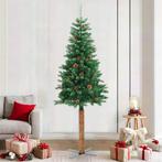 vidaXL Kerstboom met echt hout en dennenappels smal 210 cm, Verzenden, Nieuw