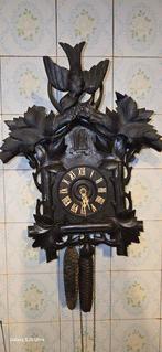 Horloge - Art déco bois, fer forgé, laiton - 1920-1930 -, Antiquités & Art