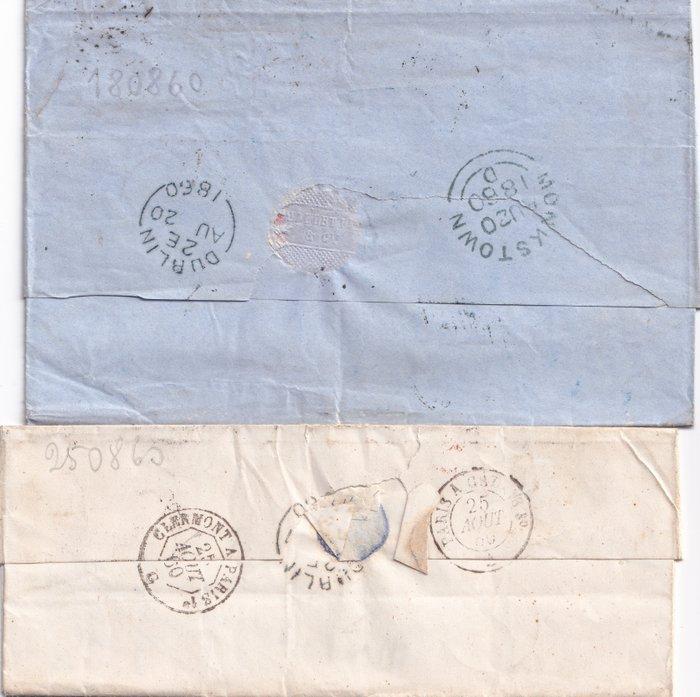 Frankrijk 1860 - Paar brieven uit Frankrijk voor Ierland –, Timbres & Monnaies, Timbres | Europe | France