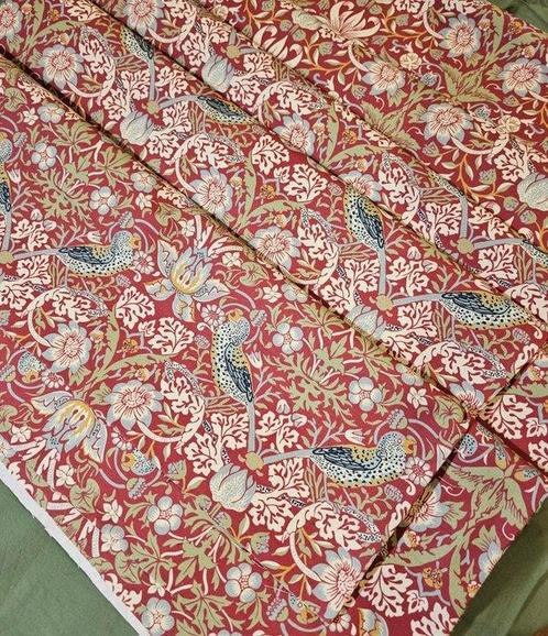 Morris William Stof Art Nouveau Aardbeiendief - Artmaison, Antiek en Kunst, Antiek | Tapijten, Tafelkleden en Textiel