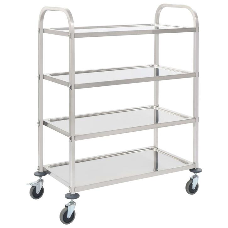 vidaXL Keukentrolley 4-laags 107x55x125 cm roestvrij staal, Huis en Inrichting, Keuken | Keukenbenodigdheden, Nieuw, Verzenden