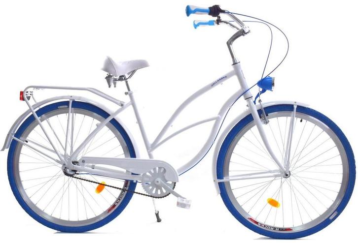 28 Cruiser Fiets Wit/Blauw | OP = OP: Koopje!, Fietsen en Brommers, Fietsen | Dames | Omafietsen, Nieuw, 47 tot 50 cm, Verzenden