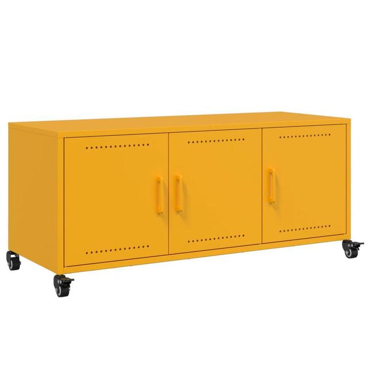 Tv-kast Staal Mosterdgeel | OP = OP | 70% Korting!, Huis en Inrichting, Kasten |Televisiemeubels, 25 tot 50 cm, Nieuw, Metaal
